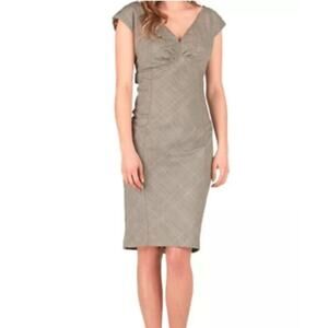 Ted Baker Fierod Dress Grey Glen Plaid Size 0 Career Business sheath v neck